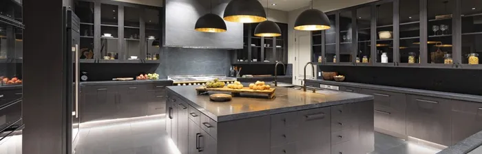 A fitted kitchen with island counter, showcasing KCT Kitchens' craftsmanship